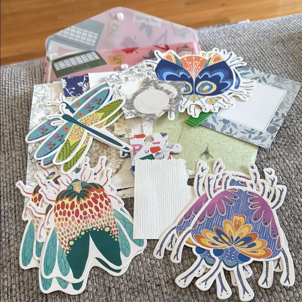Colorful Floral and Dragonfly Stickers